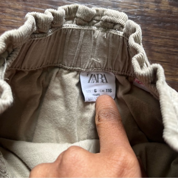 Zara corduroy tan camel lined barrel pull on paperbag waist pants 6 - Picture 3 of 8